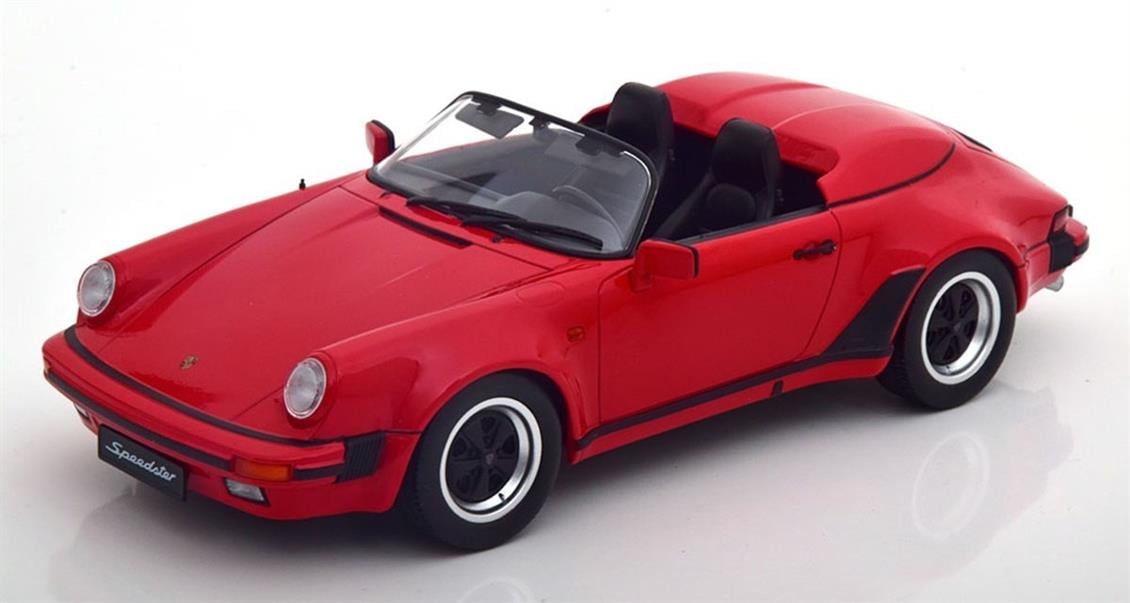 KKscale 180451 1/18 1989 Porsche 911 Speedster, Kırmızı, Sergilemeye Hazır Metal Araba Modeli