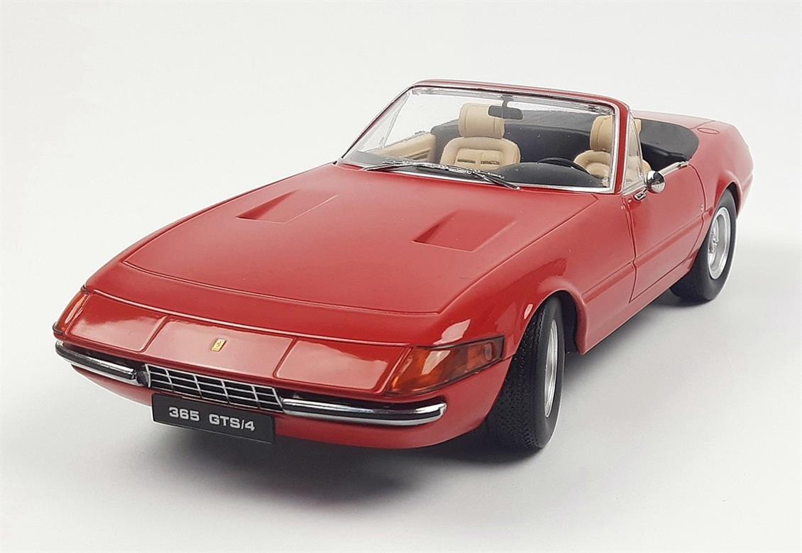 KKscale 180621 1/18 1971 Ferrari 365 GTB Daytona Spyder Series 2, Kırmızı, Sergilemeye Hazır Metal Araba Modeli