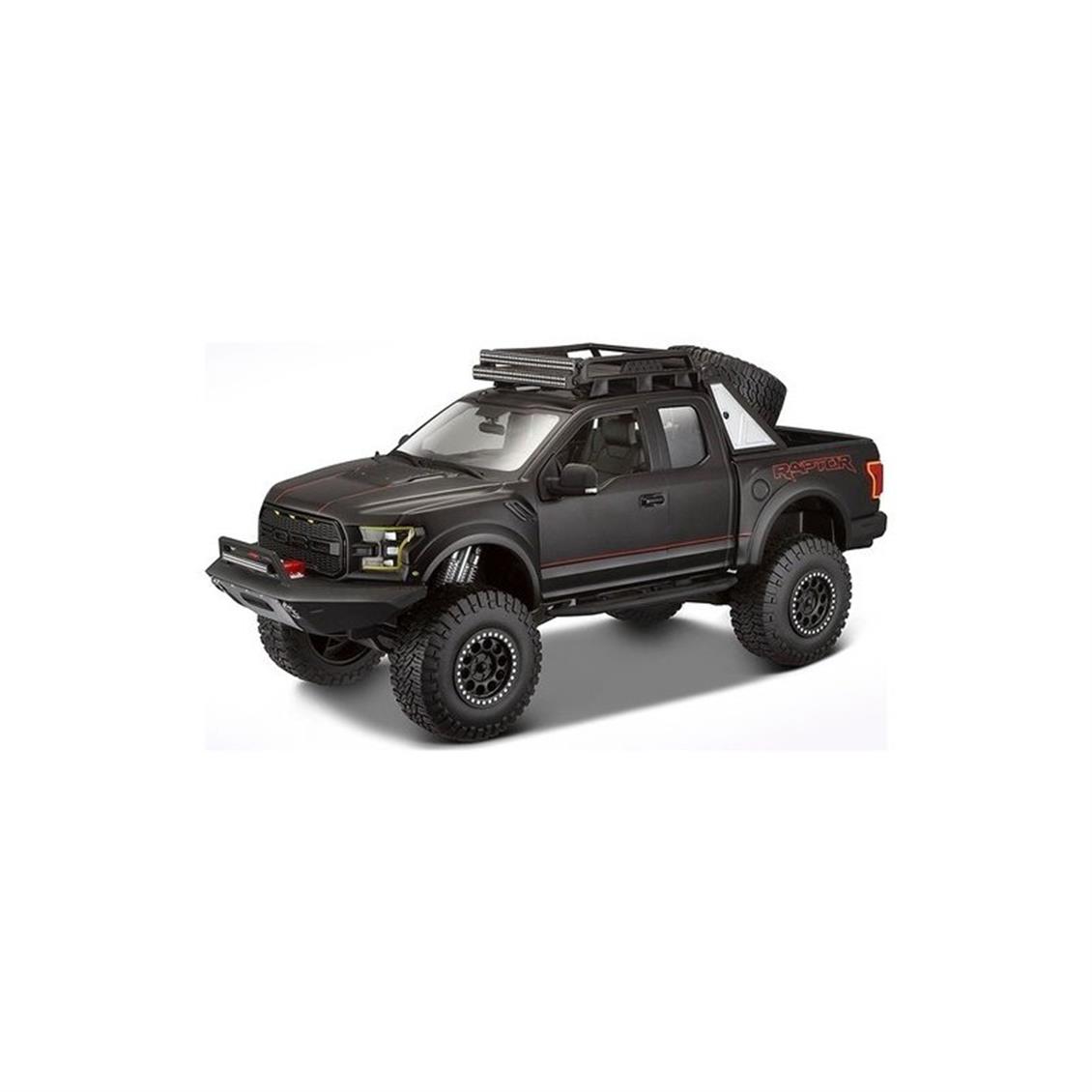 Maisto 32521 1/24 2017 Ford F-150 Raptor, Mat Siyah, Sergilemeye Hazır Metal Kamyonet Modeli