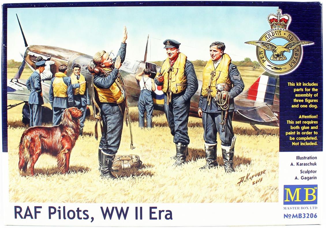 MasterBox 3206 1/32 WW2 RAF Pilotları, Demonte Plastik Figür