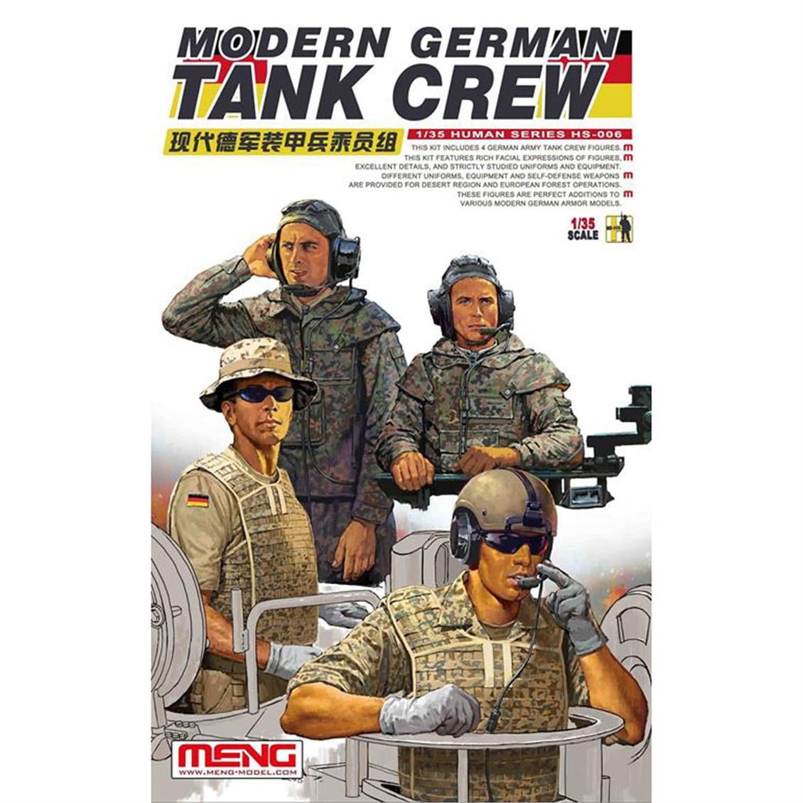 Meng HS-006 1/35 Ölçek Modern Alman Tank Mürettebatları, 4 Adet, Plastik Figür Model Kiti
