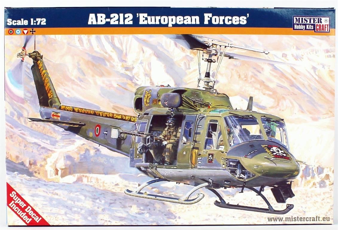 Mistercraft D054 1/72 AB-212 (European Forces) Askeri Helikopter Demonte Plastik Maketi