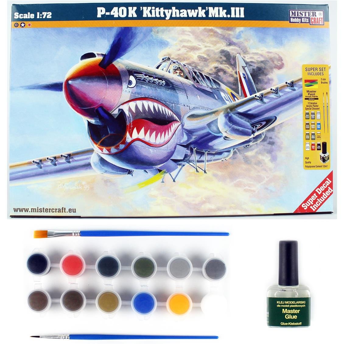 Mistercraft D220ST 1/72 P-40 K Kittyhawk Mk.III Savaş Uçağı Plastik Model Kiti
