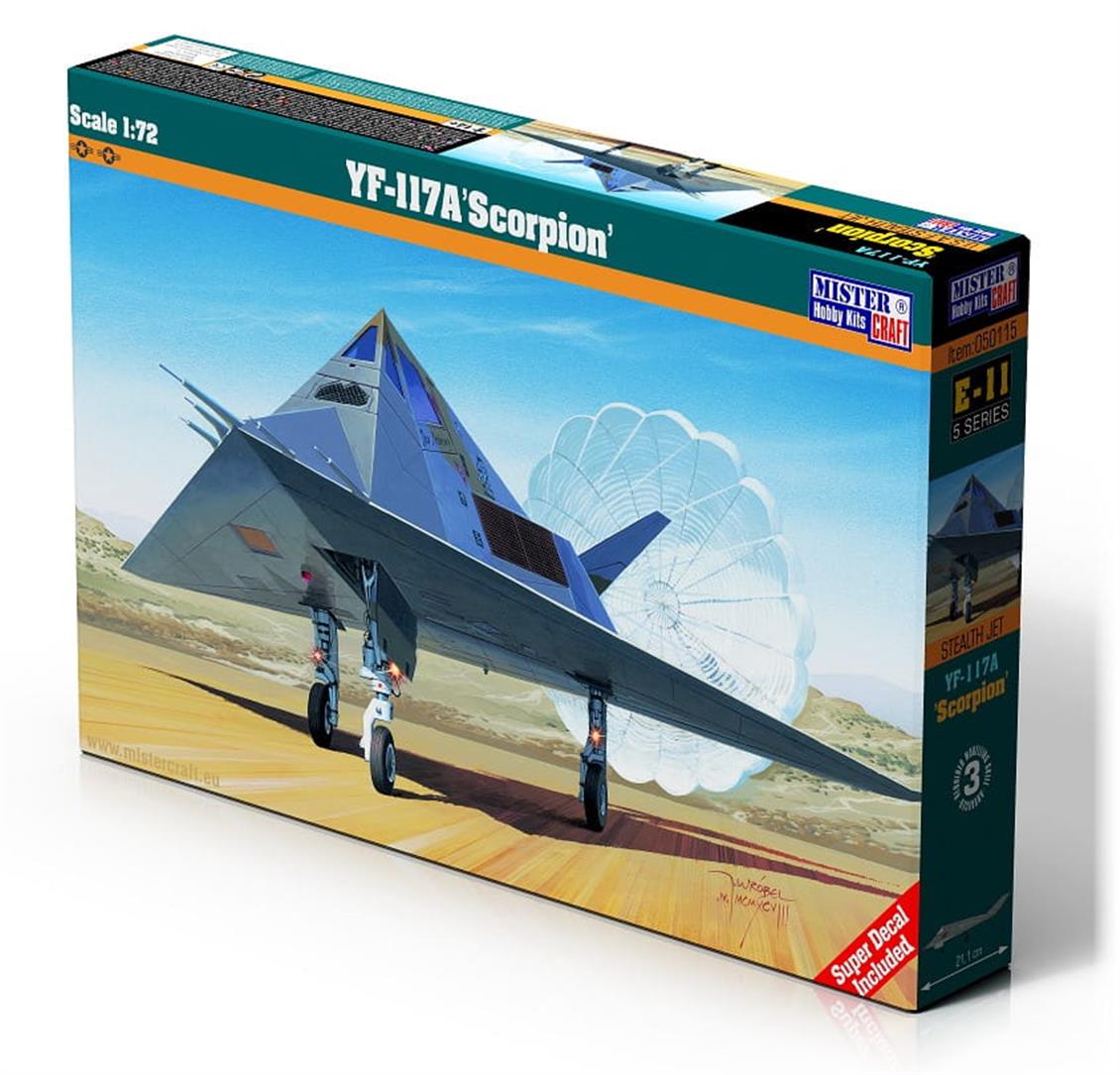 Mistercraft E011 1/72 Ölçek, YF-117A (Scorpion) Savaş Uçağı, Plastik Model kiti