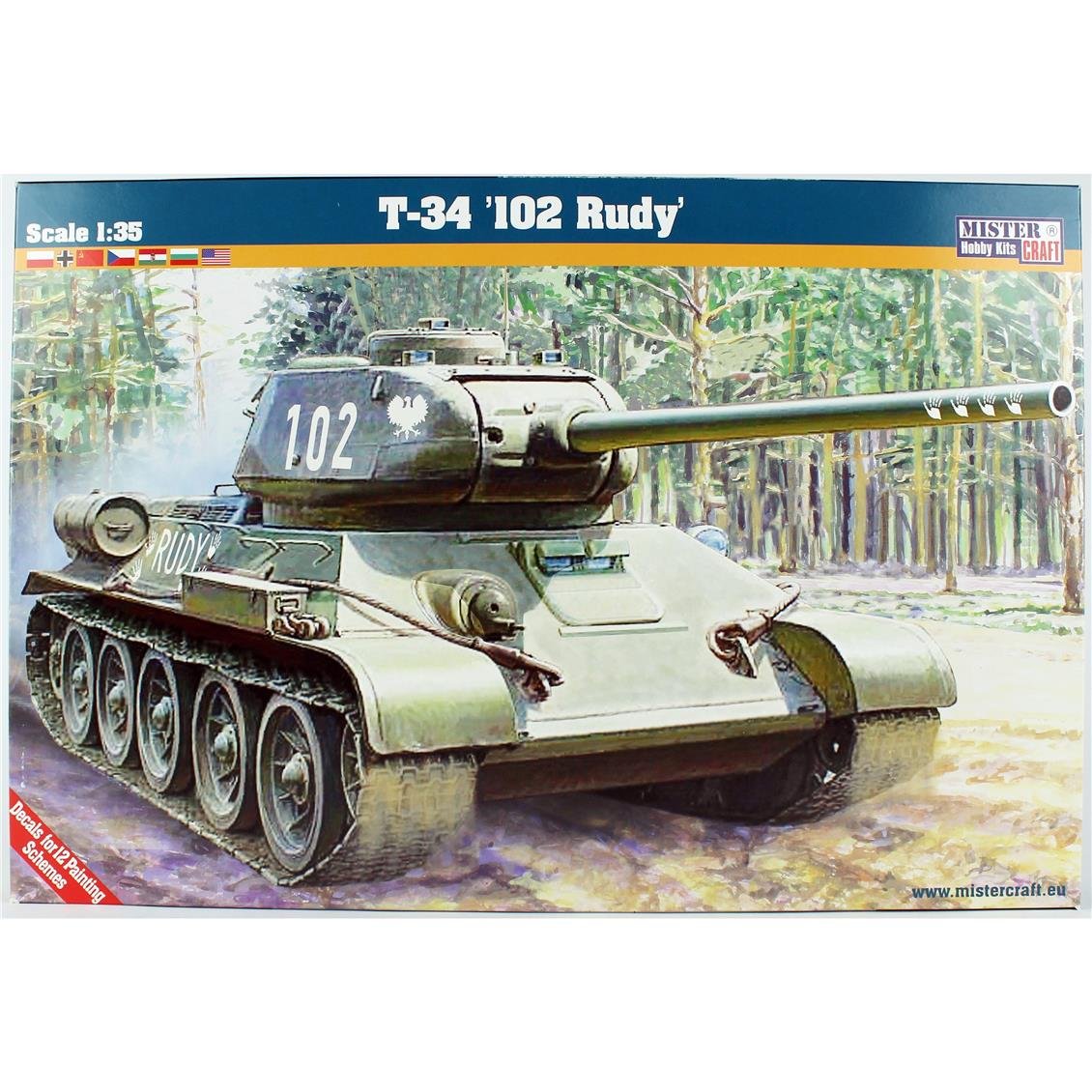 Mistercraft G095 1/35 T-34/85 Ana Muharebe Tankı Plastik Model Kiti