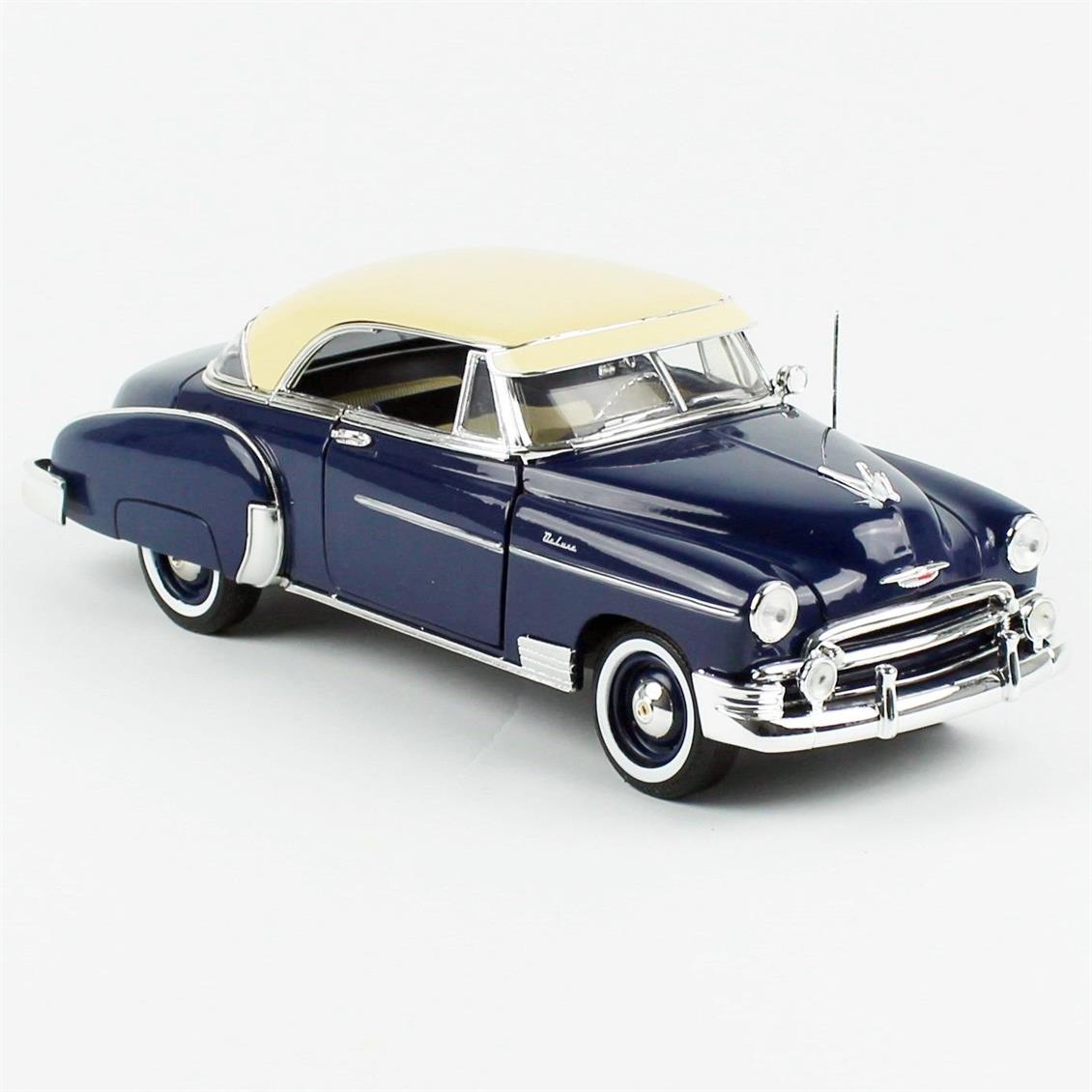 Motormax 73111 1/18 Ölçek 1950 chevrolet bel air, Koyu Mavi, Sergilemeye Hazır Metal Araba Modeli