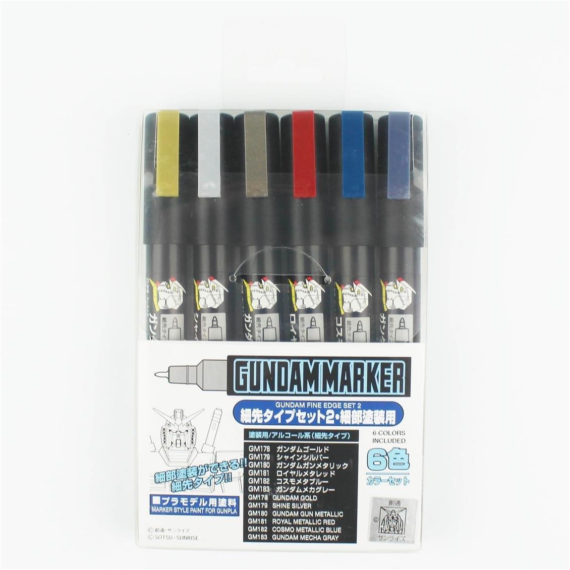 Mr.Hobby GMS-126 Gundam Marker Fine Edge Set.2, 6 Adet