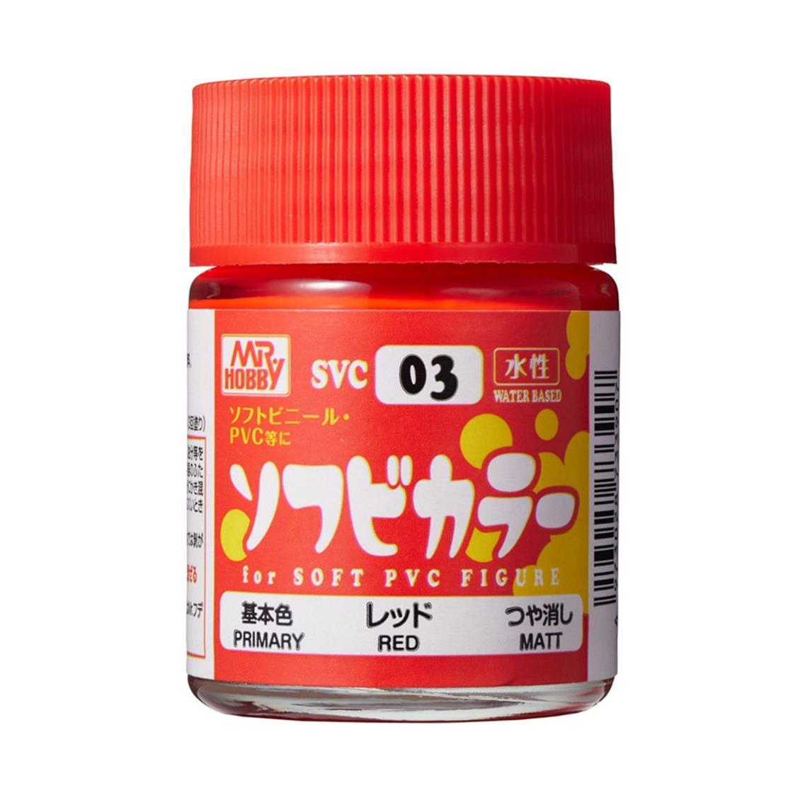 Mr.Hobby SVC-03 18 ml. Soft Vinyl Color, Red, Aqueous Serisi Model Boyası