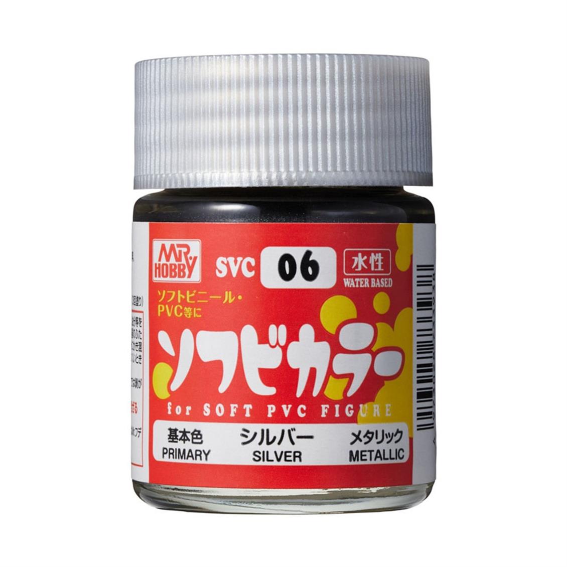 Mr.Hobby SVC-06 18 ml. Soft Vinyl Color, Silver, Aqueous Serisi Model Boyası