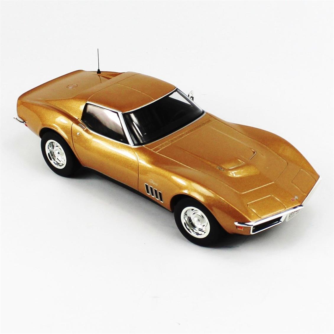 Norev 189031 1/18 1969 Chevrolet Corvette Coupe, Metalik Altın, Sergilemeye Hazır Metal Araba Modeli
