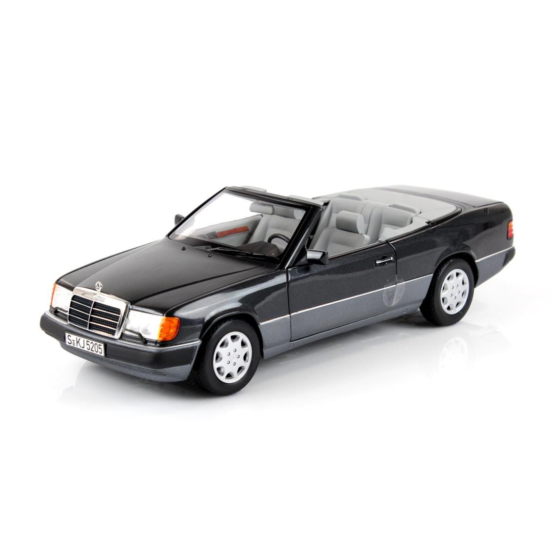 Norev B66040617 1/18 Mercedes Benz 300CE 24 Cabriolet  A124 1992, Blue Black Metallic, Sergilemeye Hazır Metal Araba Modeli