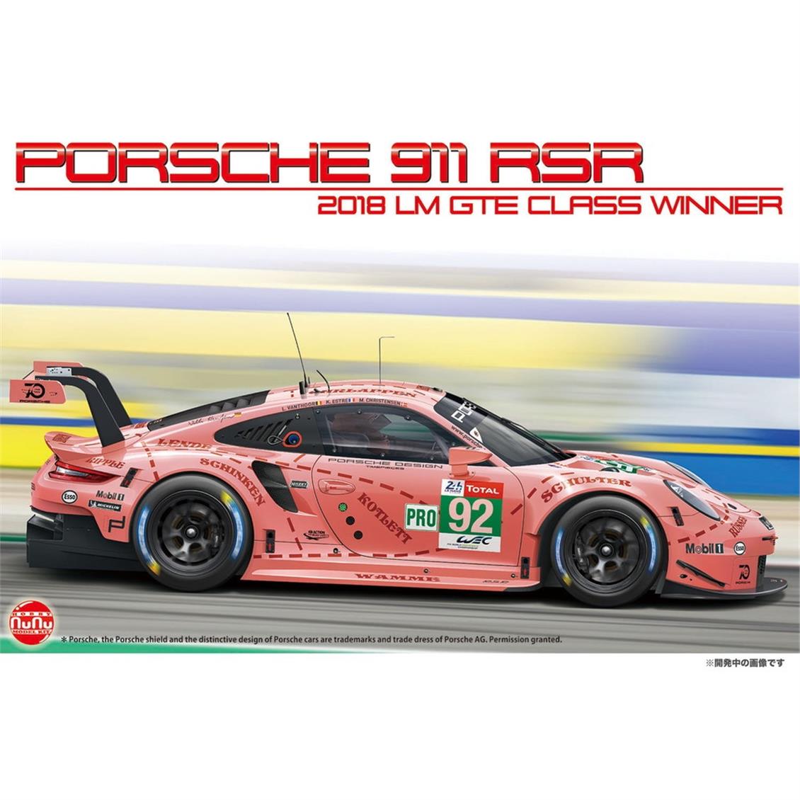 Nunu PN24040 1/24 Ölçek, Porsche 911 RSR (2018 LM GTE Class Winner), Otomobil Plastik Model Kiti