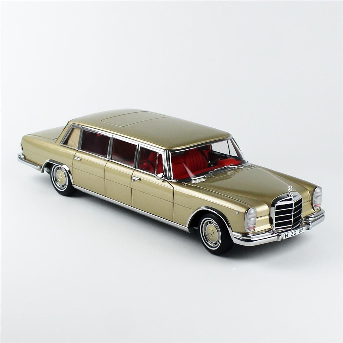 NZG 10710066 1/18 Ölçek, Mercedes-Benz 600 Pullman, Bej, Sergilemeye Hazır Metal Model