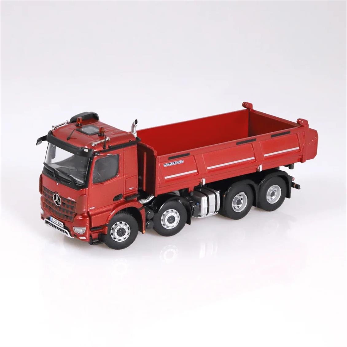 NZG LM10660010 1/50 Ölçek, Mercedes-Benz Arocs 8x4 Damperli Kamyon, Kırmızı, Sergilemeye Hazır Metal Model