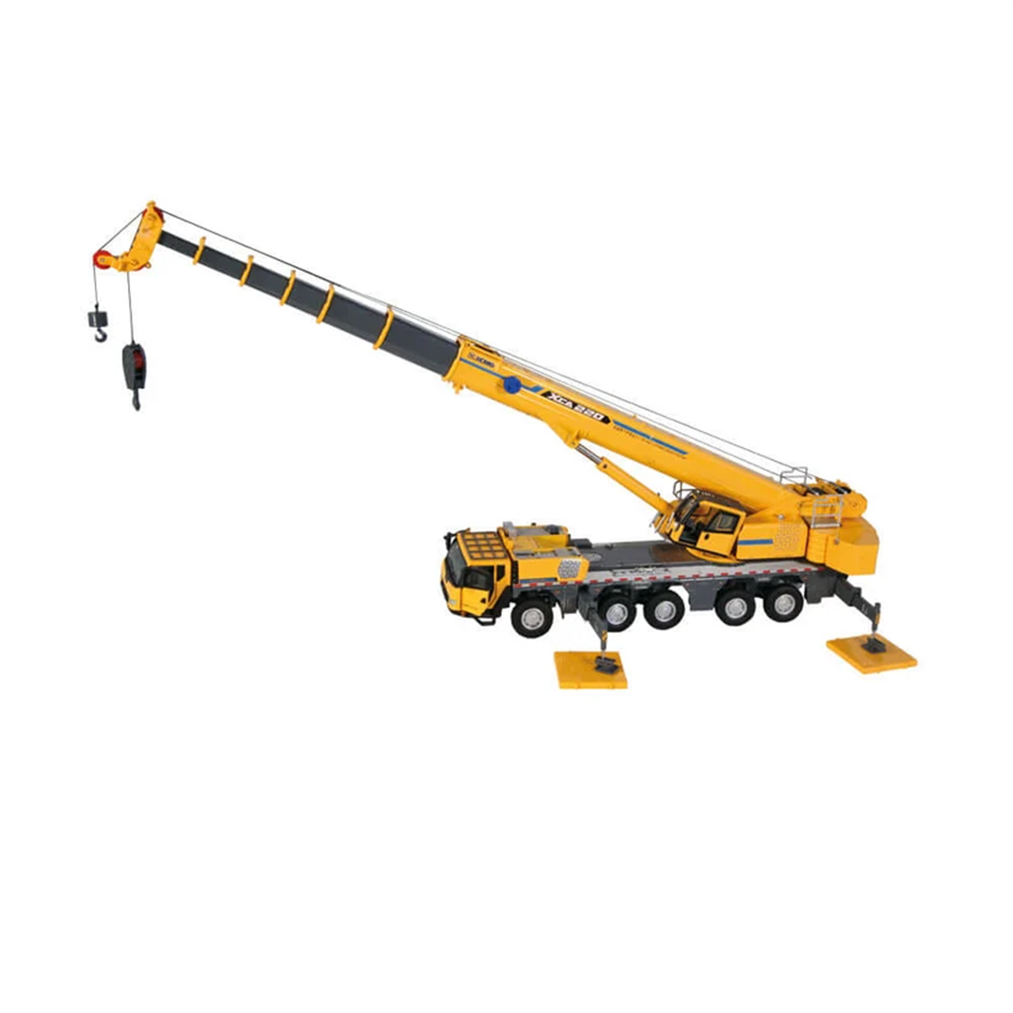 NZG VAKF0008 1/50 Ölçek, XCMG XCA220 5 Akslı Mobil Vinç, Sarı, Sergilemeye Hazır Metal Model