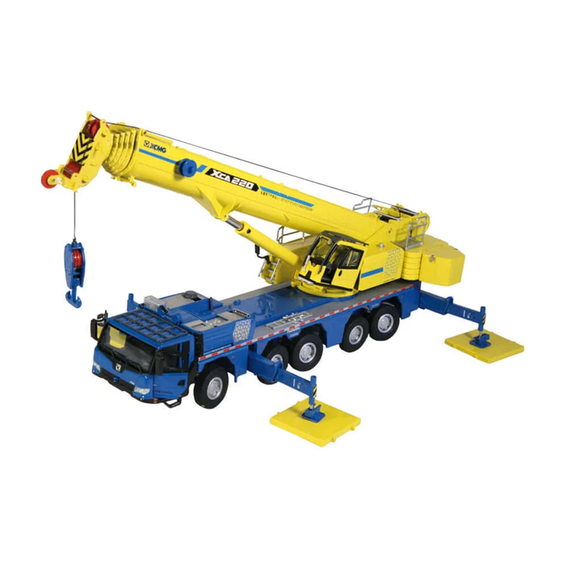 NZG VAKF0009 1/50 Ölçek, ,XCMG XCA220 5 Akslı Mobil Vinç, Mavi/Sarı, Sergilemeye Hazır Metal Model