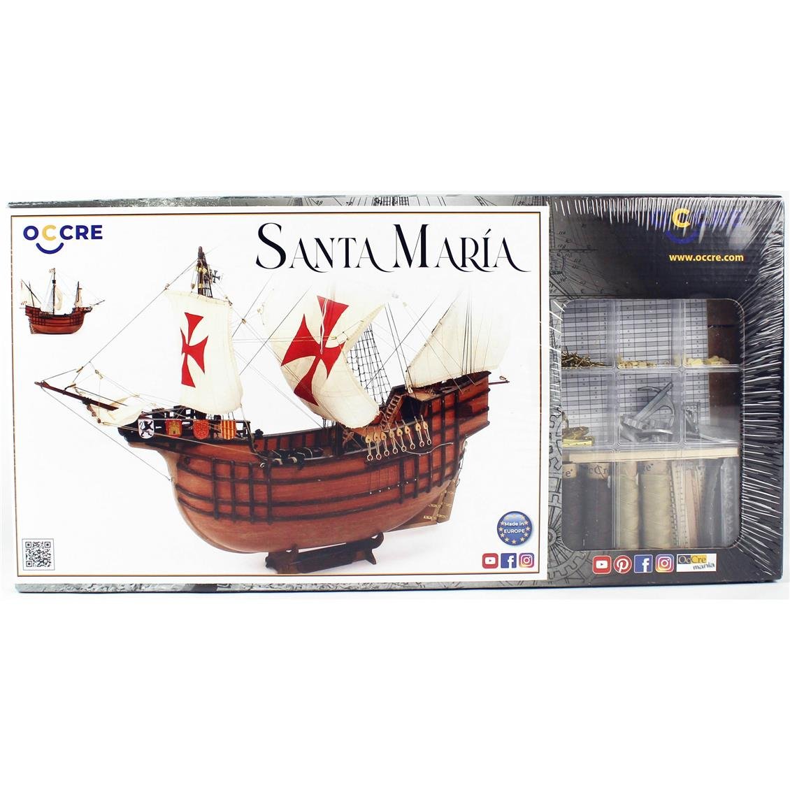 Occre 12010 1/50 Ölçek, Santa Maria, 53 cm. Yelkenli İspanyol Keşif Gemisi, Ahşap Model Kiti
