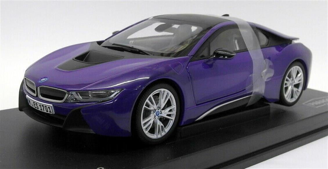 Paragon 97088 1/18 BMW i8 Purple Pearl Sergilemeye Hazır Metal Araba Modeli