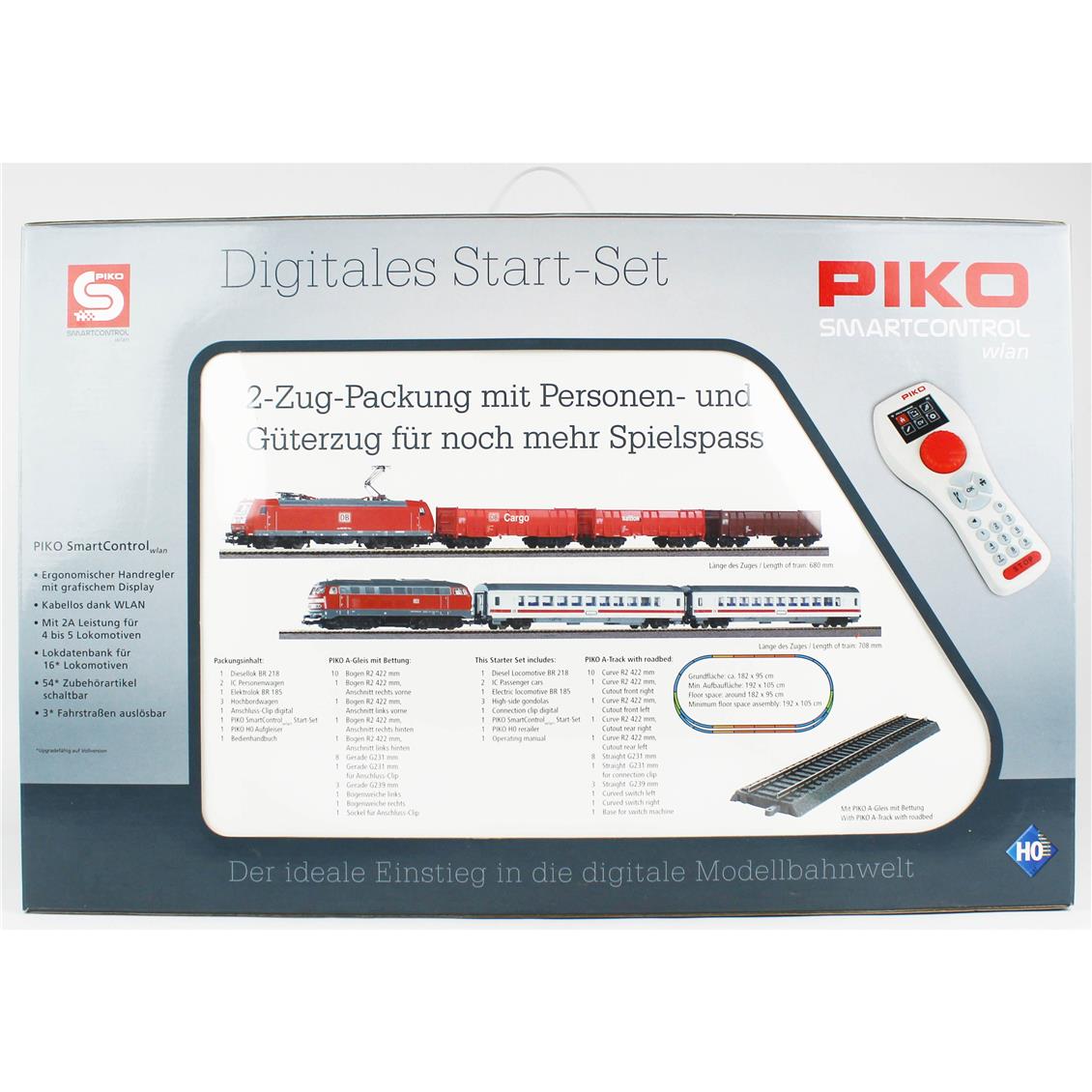 Piko 59014 1/87 Ölçek, SmartControl WLAN, 218 Dizel Loko ve 185 Elektrikli Loko, 2 Yolcu, 3 Yük Vagonu, DB AG 6.Dönem, Güç Kayn