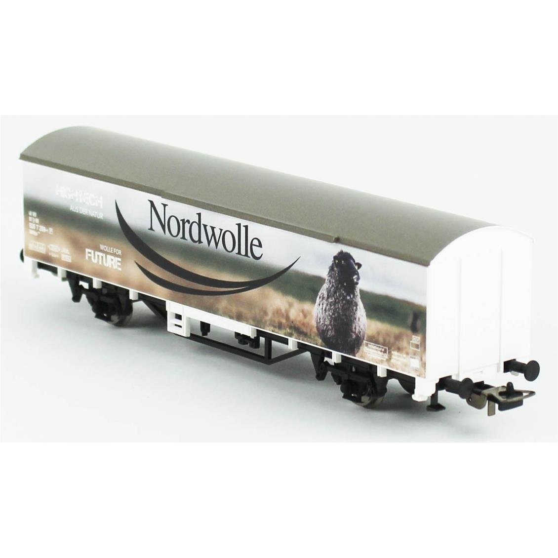 Piko (Hobby) 27705 1/87 Ölçek, Nordwolle Kapalı Kasa, DB 6.Dönem, Model Tren Yük Vagonu