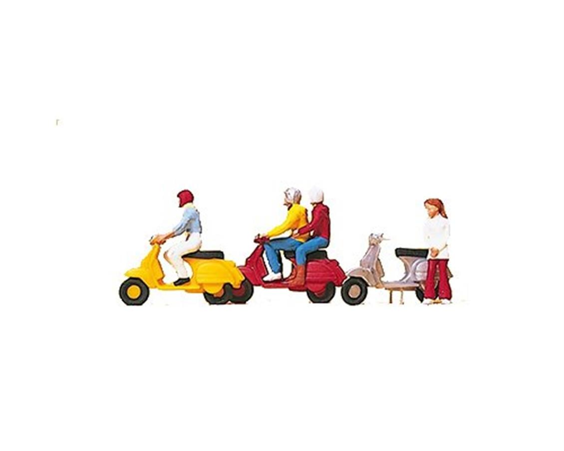 Preiser 10128 1/87 Ölçek scooter motor sürücüleri Figürleri