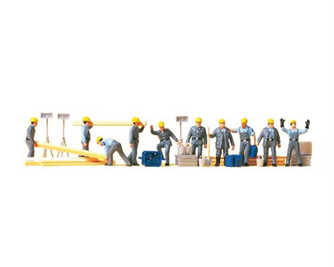 Preiser 10220 1/87 Ölçek inşaat işçileri ve yardımcı aksesuarlar Figürleri