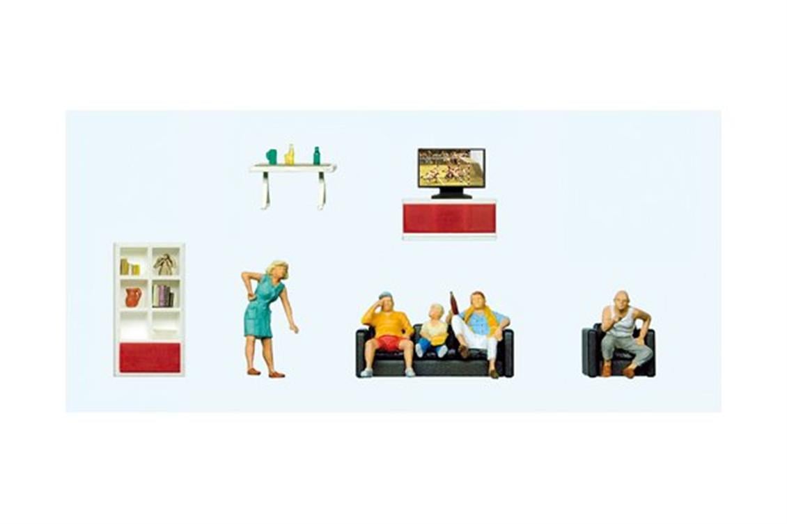 Preiser 10649 1/87 Ölçek familie beim fernsehen. wohnz Figürleri