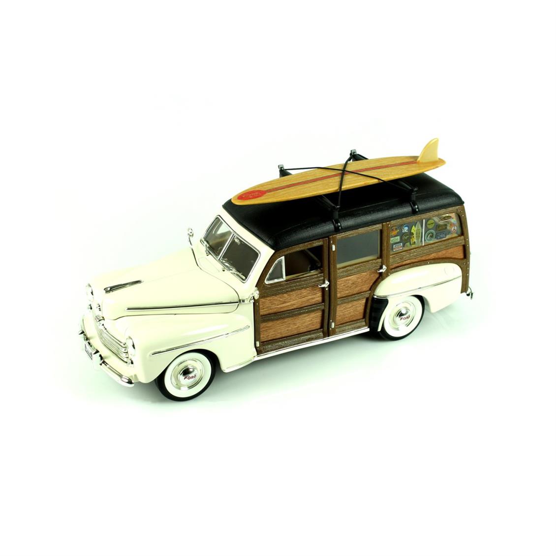 Road Signature 20028 1/18 1948 Ford Woody, Cream, Sergilemeye Hazır Metal Araba Modeli