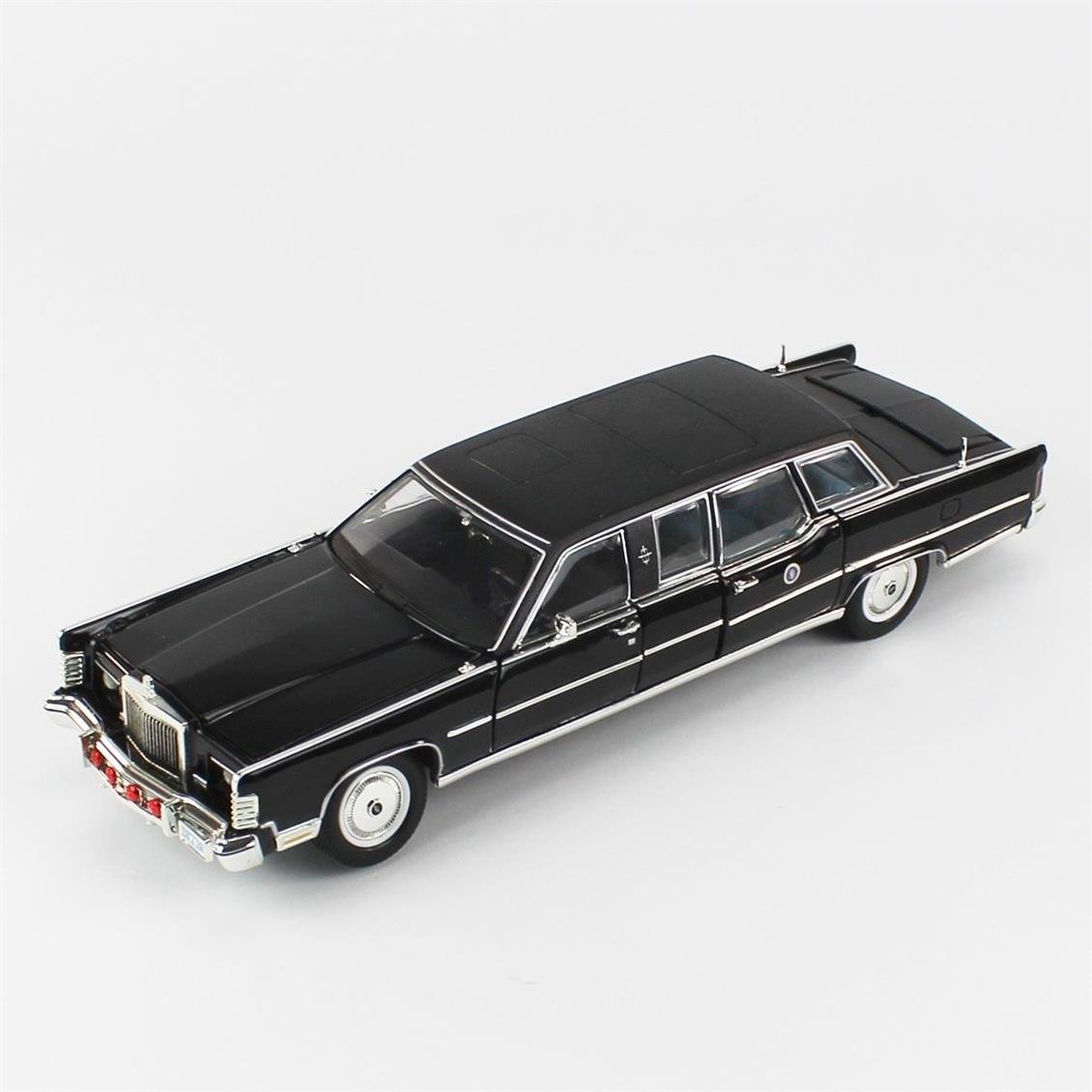 Road Signature 24068 1/24 1972 Lincoln Continental Reagan Car, Black, Sergilemeye Hazır Metal Araba Modeli