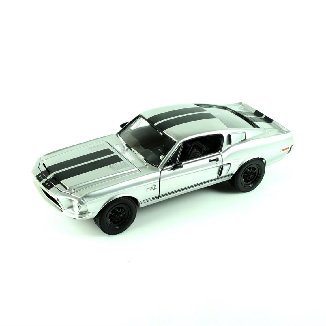 Road Signature 92168 1/18 1969 Shelby GT500KR, Chrome, Sergilemeye Hazır Metal Araba Modeli