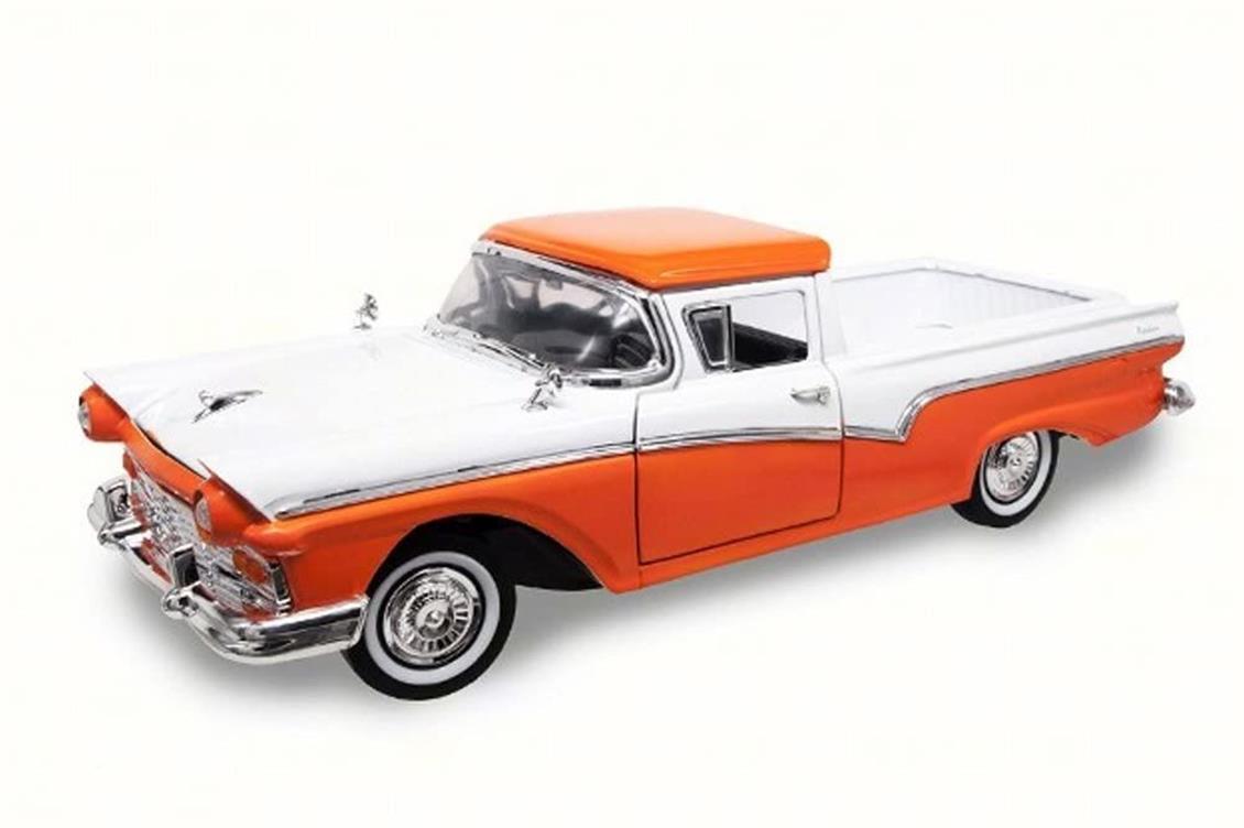 Road Signature 92208 1/18 1957 Ford Ranchero, Orange, Sergilemeye Hazır Metal Araba Modeli