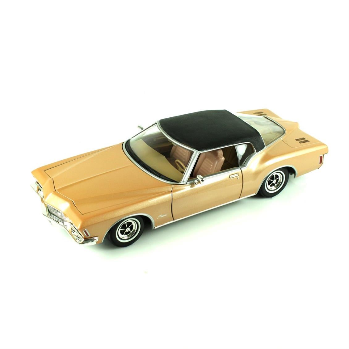 Road Signature 92558 1/18 1971 Buick Riviera GS Vinil Top, Brown, Sergilemeye Hazır Metal Araba Modeli