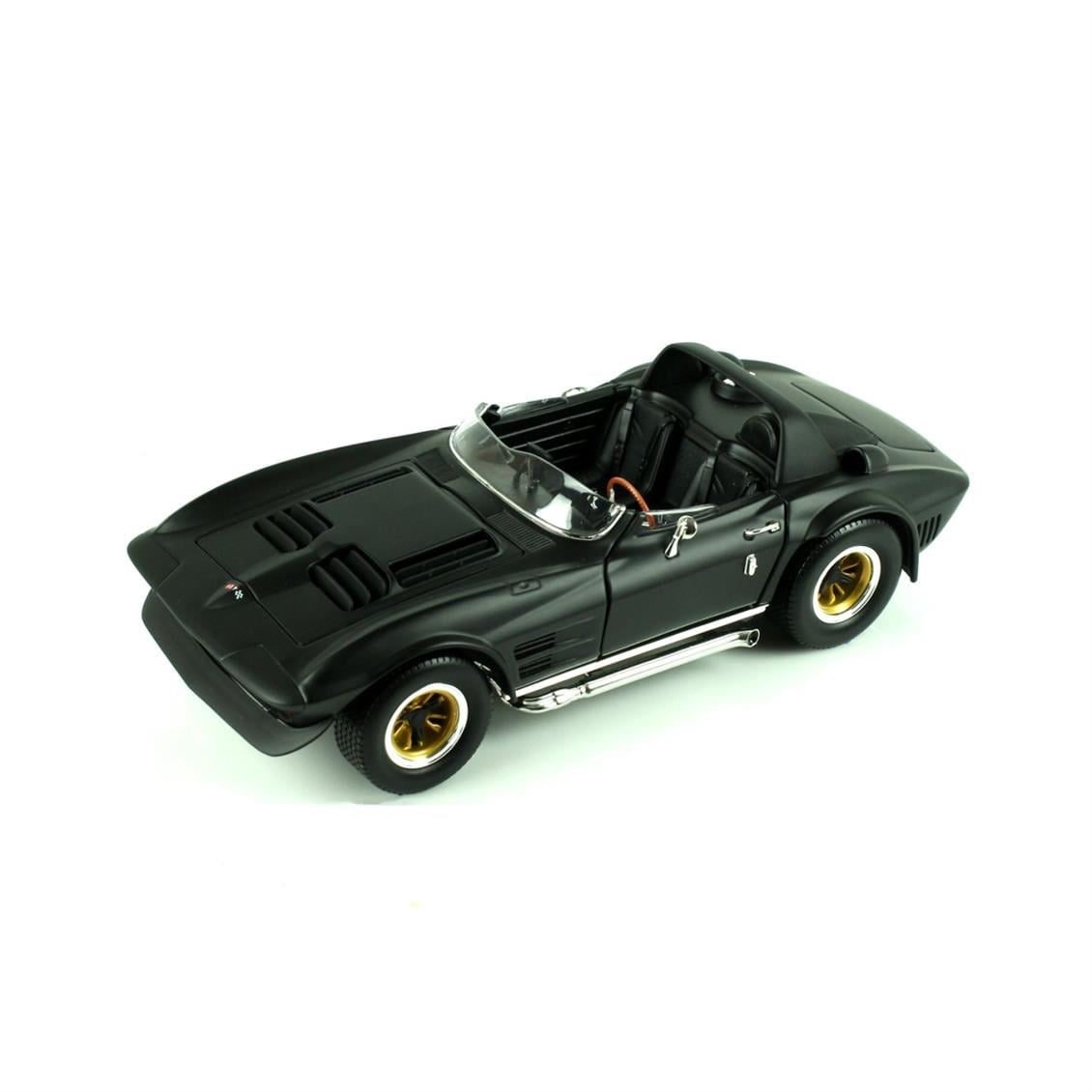 Road Signature 92697 1/18 1964 Chevrolet Corvette Grand Sport, Black, Sergilemeye Hazır Metal Araba Modeli