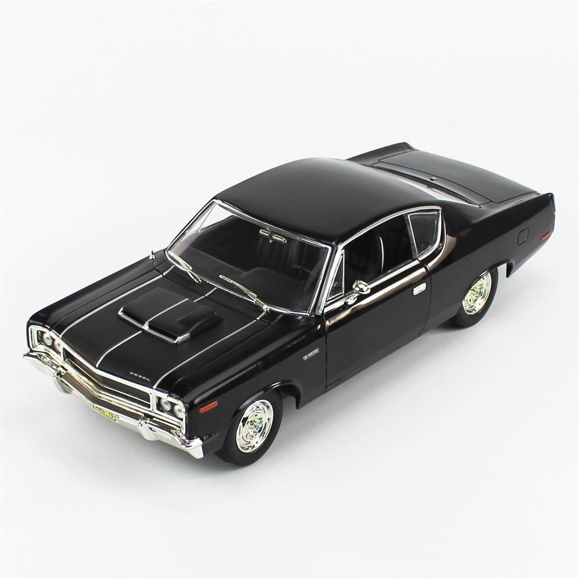 Road Signature 92778 1/18 1970 AMC Rebel, Black, Sergilemeye Hazır Metal Araba Modeli