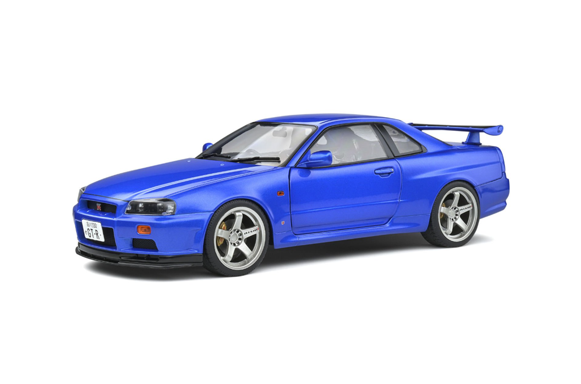 Solido 1804306 1/18 Ölçek, Nissan Skyline GT-R 1989, Bayside Blue, Sergilemeye Hazır Metal Araba Modeli
