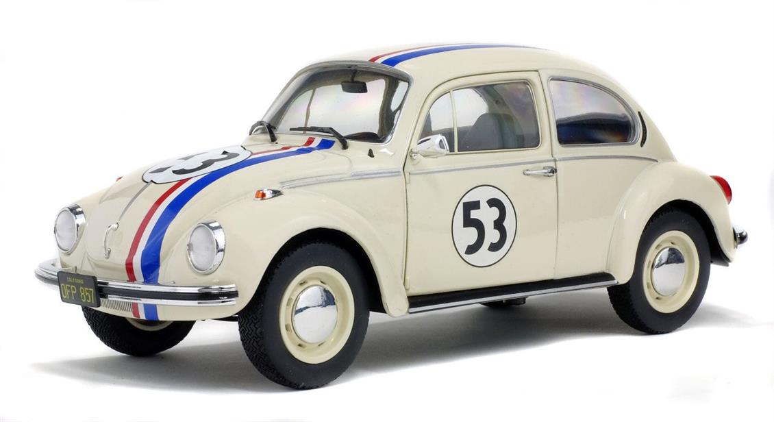 Solido S1800505 1/18 1973 Volkswagen Beetle 1303 Racer No.53 Herbie-Sergilemeye Hazır Metal Araba Modeli