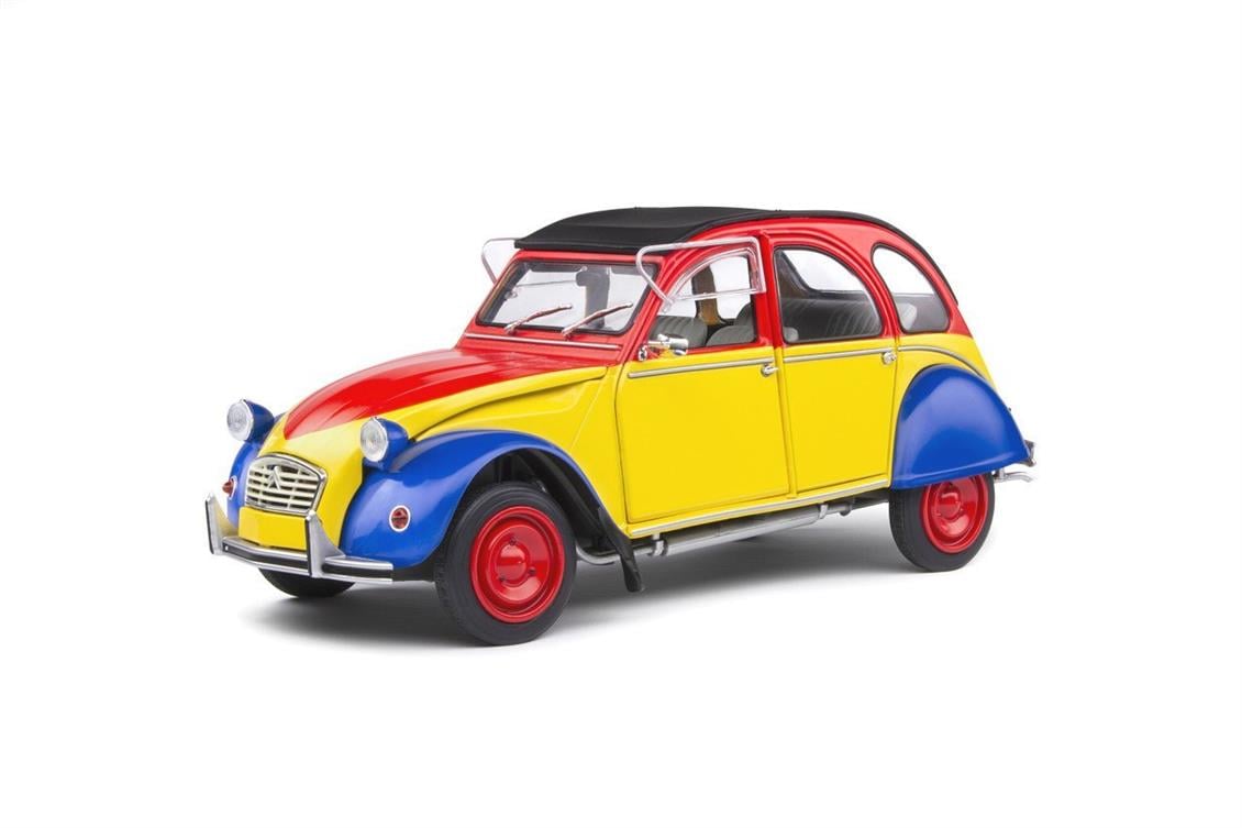 ''Solido S1805011 1/18 1985 Citroen 2CV6 ''''Ricard''''-Sarı/Kırmızı/Mavi-Sergilemeye Hazır Metal Araba Modeli''