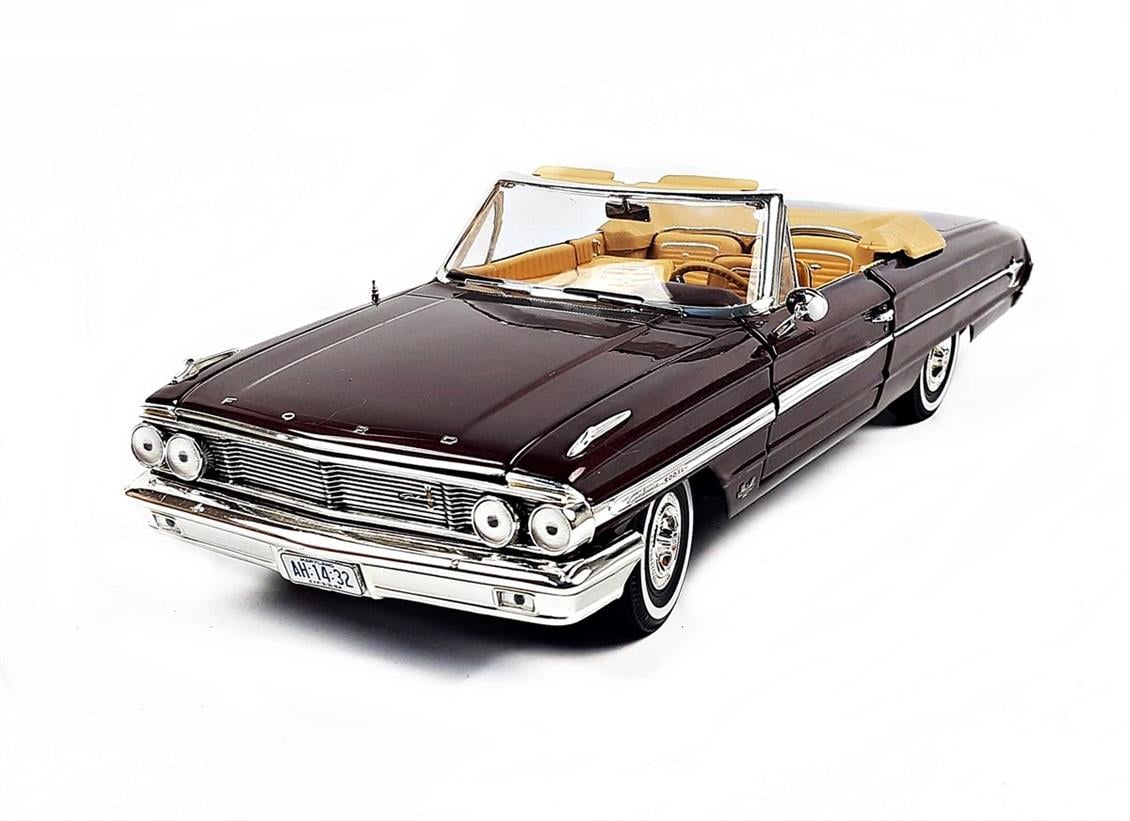 Sunstar 1432 1/18 1964 Ford Galaxie 500 XL Open Convertible, Vintage Burgundy, Sergilemeye Hazır Metal Araba Modeli