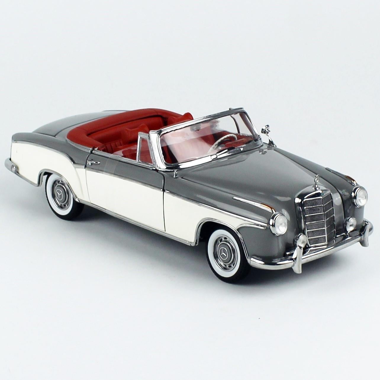 Sunstar 3575 1/18 1958 Mercedes Benz 220SE, Open Convertible, Grey/White, Sergilemeye Hazır Metal Araba Modeli