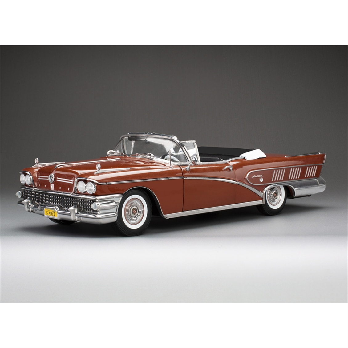 Sunstar 4822 1/18 Ölçek, 1958 Buick Limited Open Convertible, Granat Kırmızı, Sergilemeye Hazır Metal Araba Modeli