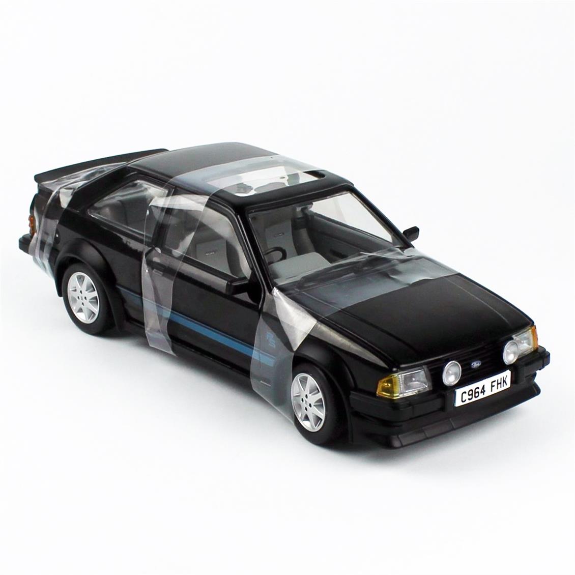 Sunstar 4964 1/18 Ölçek, 1984 Ford Escort RS Turbo, Siyah, Sergilemeye Hazır Metal Araba Modeli