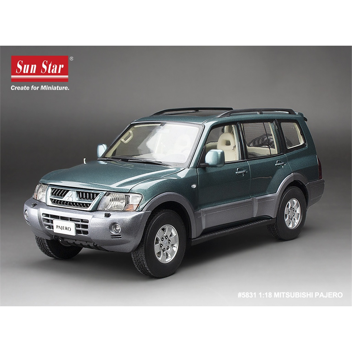 Sunstar 5831 1/18 Ölçek, Mitsubishi Pajero V73, Metalik Yeşil, Sergilemeye Hazır Metal Cip Modeli