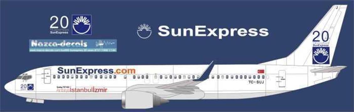SUX005 1/144 SUNEXPRESS B737-800 SPECİAL 20TH ANNİ