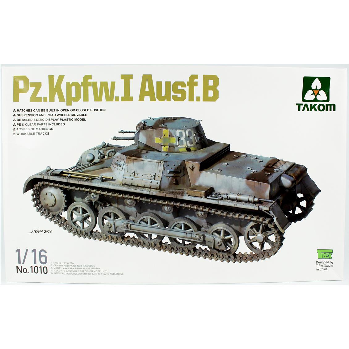 Takom 1010 1/16 Ölçek, Alman Hafif Tankı Panzer-I (Versiyon B), Plastik Model Kiti