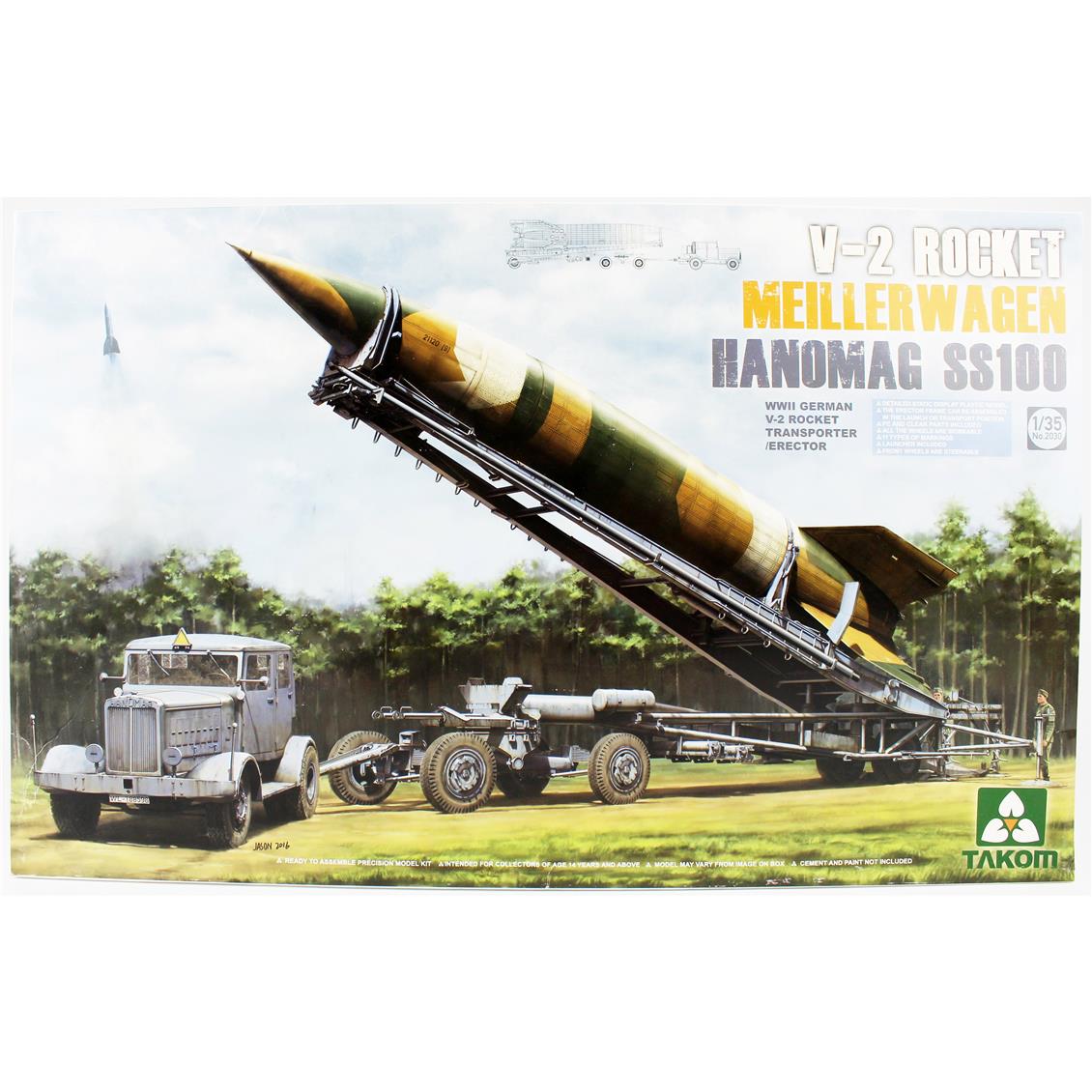 Takom 2030 1/35 Ölçek,V-2 Rocket Rampası ve Hanomag SS100 Kamyonu, Plastik Model Kiti