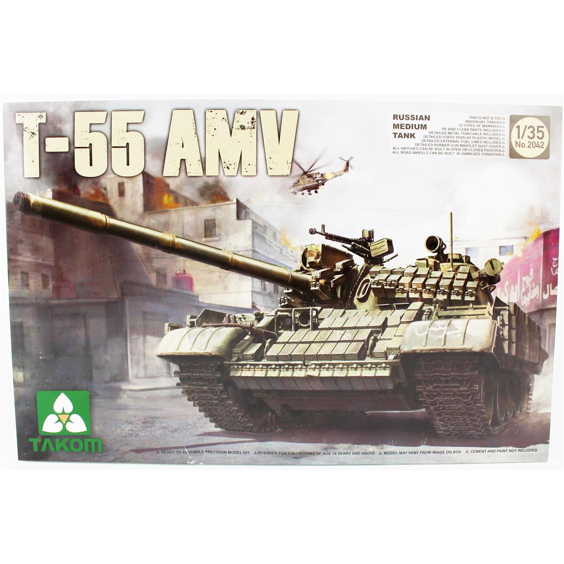 Takom 2042 1/35 Ölçek, Rus Orta Sınıf Tankı, T-55 AMV, Plastik Model Kiti