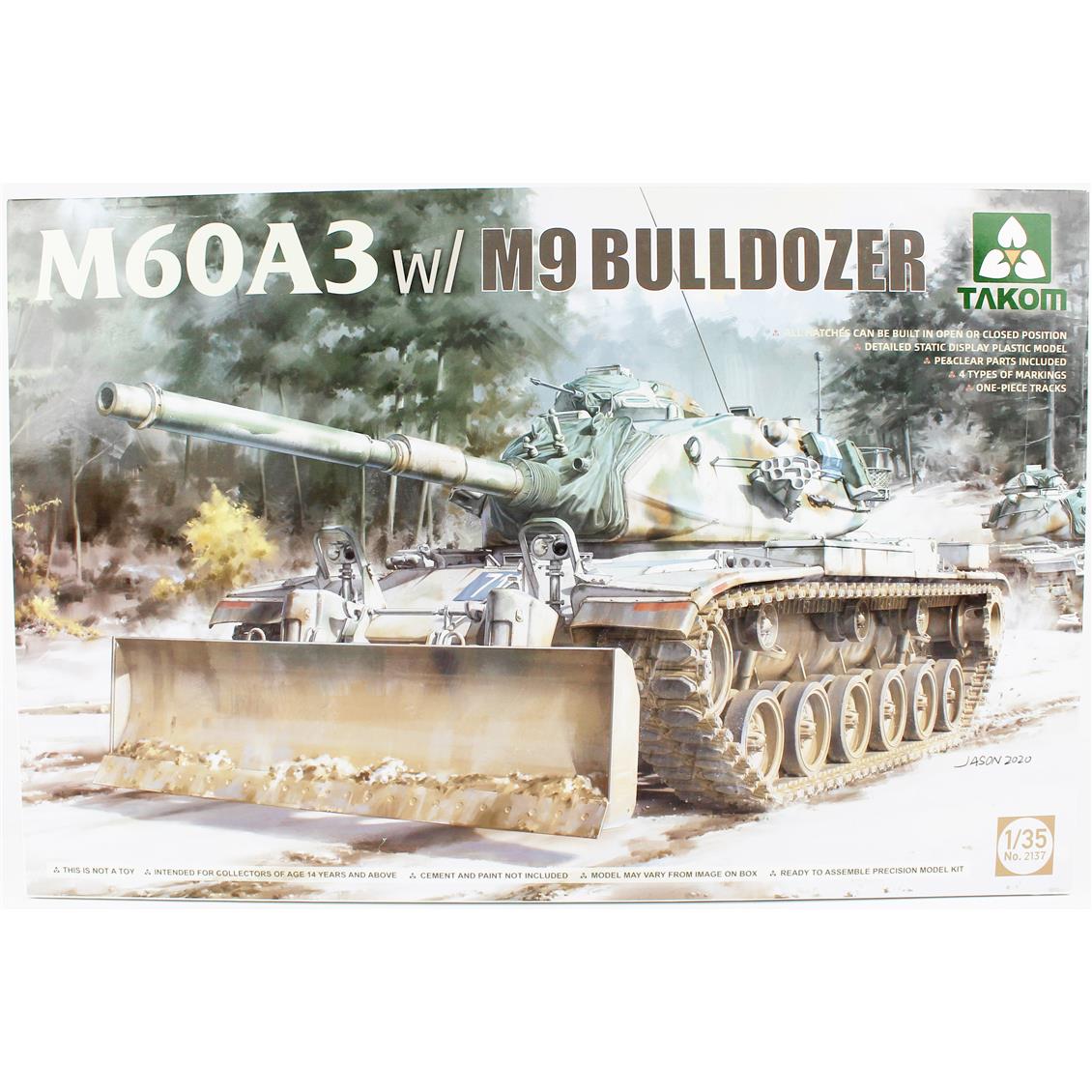 Takom 2137 1/35 Ölçek, M60A3 Tankı ve M9 Bulldozer, Plastik Model Kiti