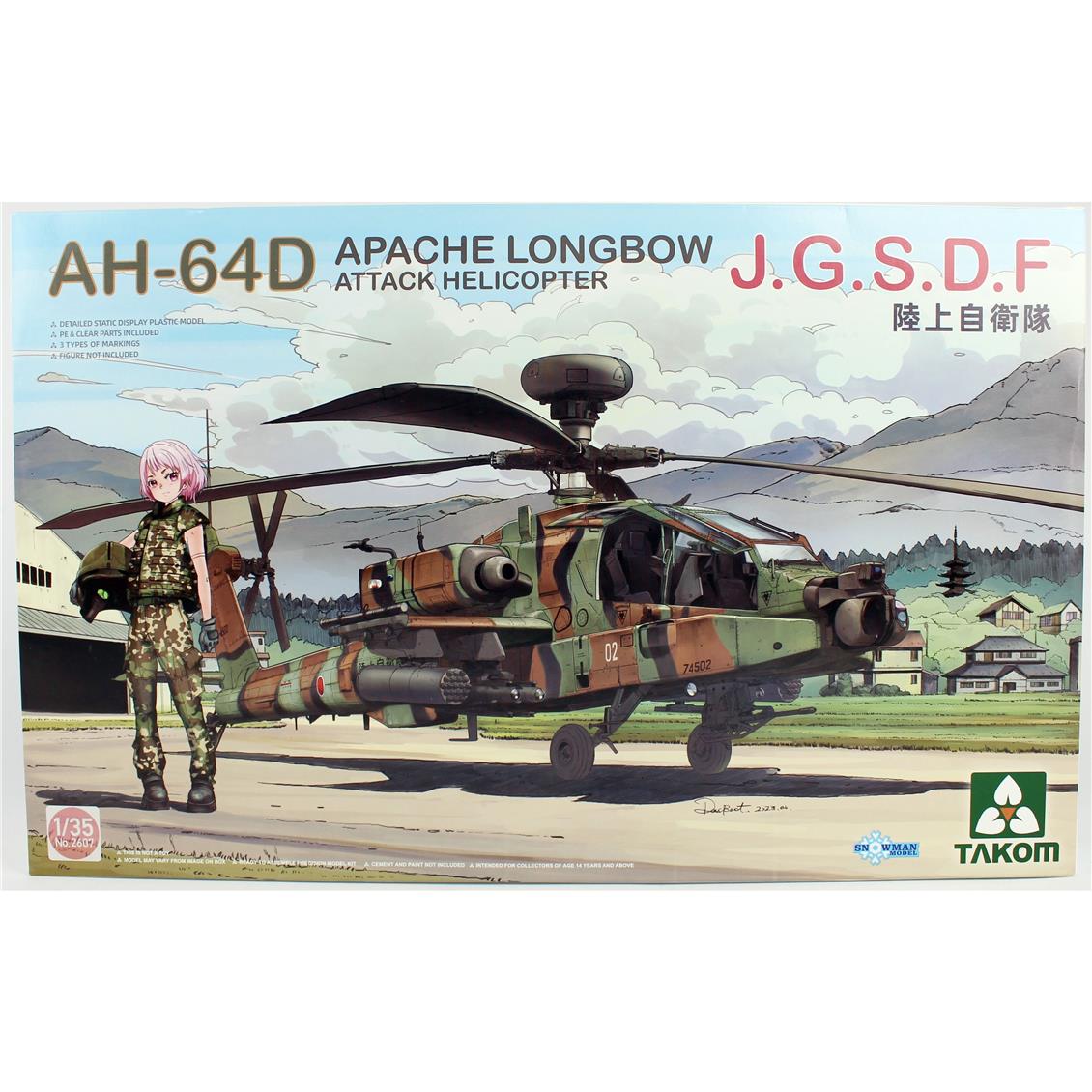 Takom 2607 1/35 Ölçek, AH-64D Apache Longbow (J.G.S.D.F) Saldırı Helikopteri, Plastik Model Kiti
