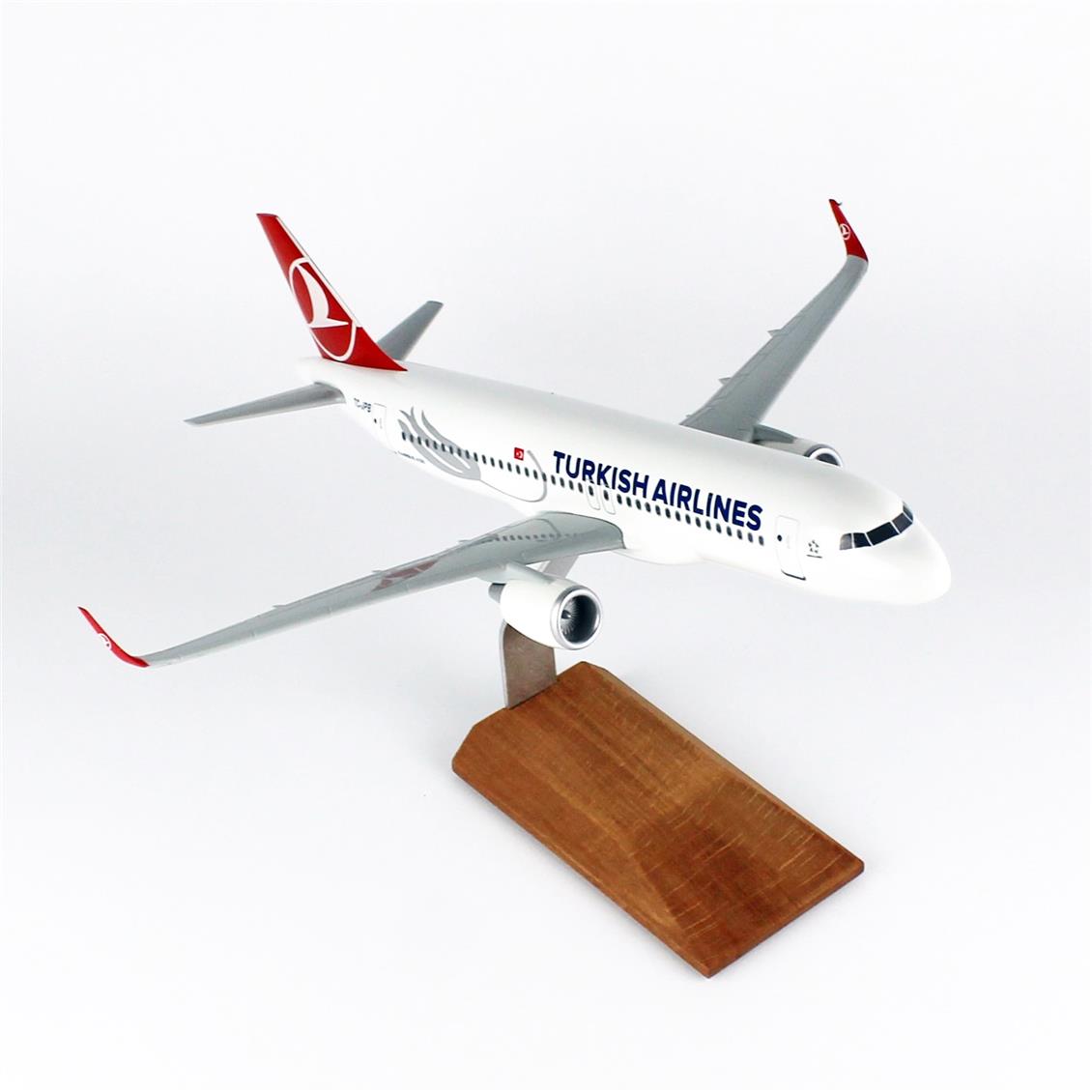 THY001 1/100 Ölçek, THY Neo  Logolu  A320 Yolcu Uçağı, Sergilemeye Hazır Ahşap Standlı Model