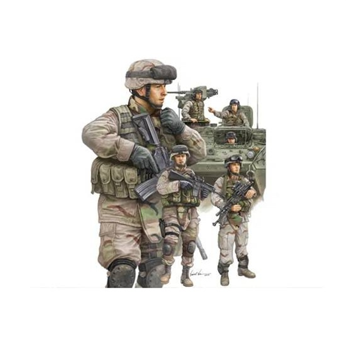 Trumpeter 00424 1/35 Ölçek, Modern ABD Ordusu Zırhlı Araç Mürettebatı ve Piyade Figürleri, Plastik Model Kiti